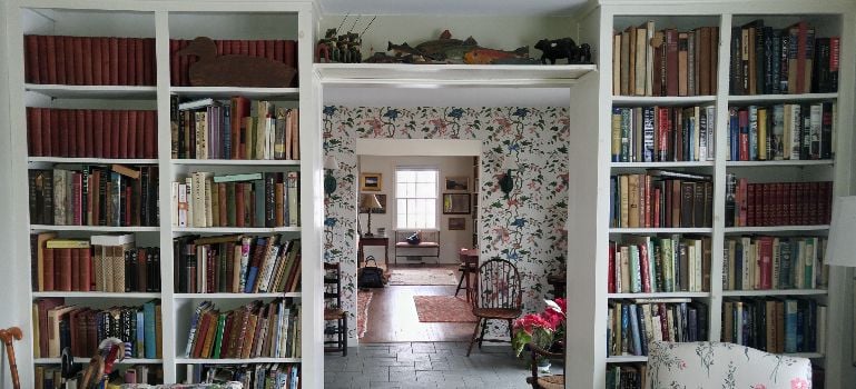 Vertical and overhead shelves offer a creative storage solution!