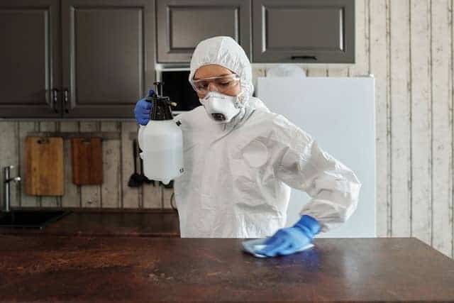 When deep cleaning your new home after moving, make sure to remove any noticeable clutter that doesn’t belong in the room.