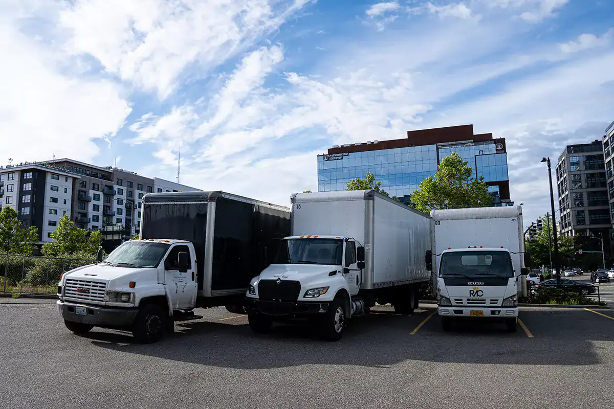 Royalty Moving & Storage trucks parked together in the Seattle area